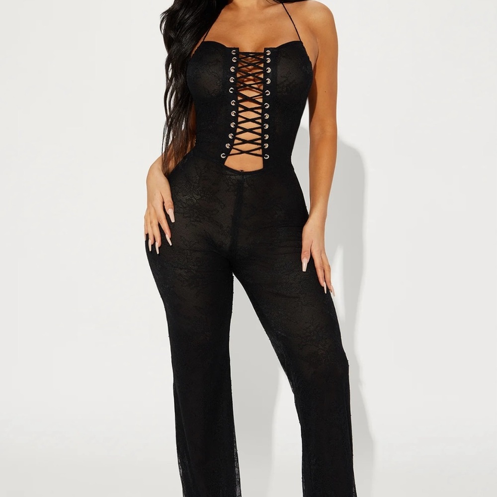 Black Lace-Up Jumpsuit